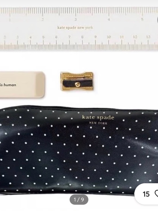 kate spade Accessories - kate spade Black Polka Dot Zip Pencil Case